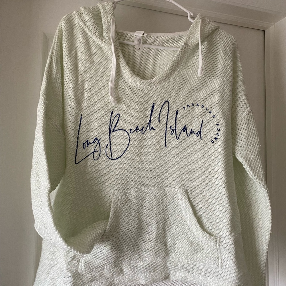 Long Beach Island Hoodie in Light Green/Off White